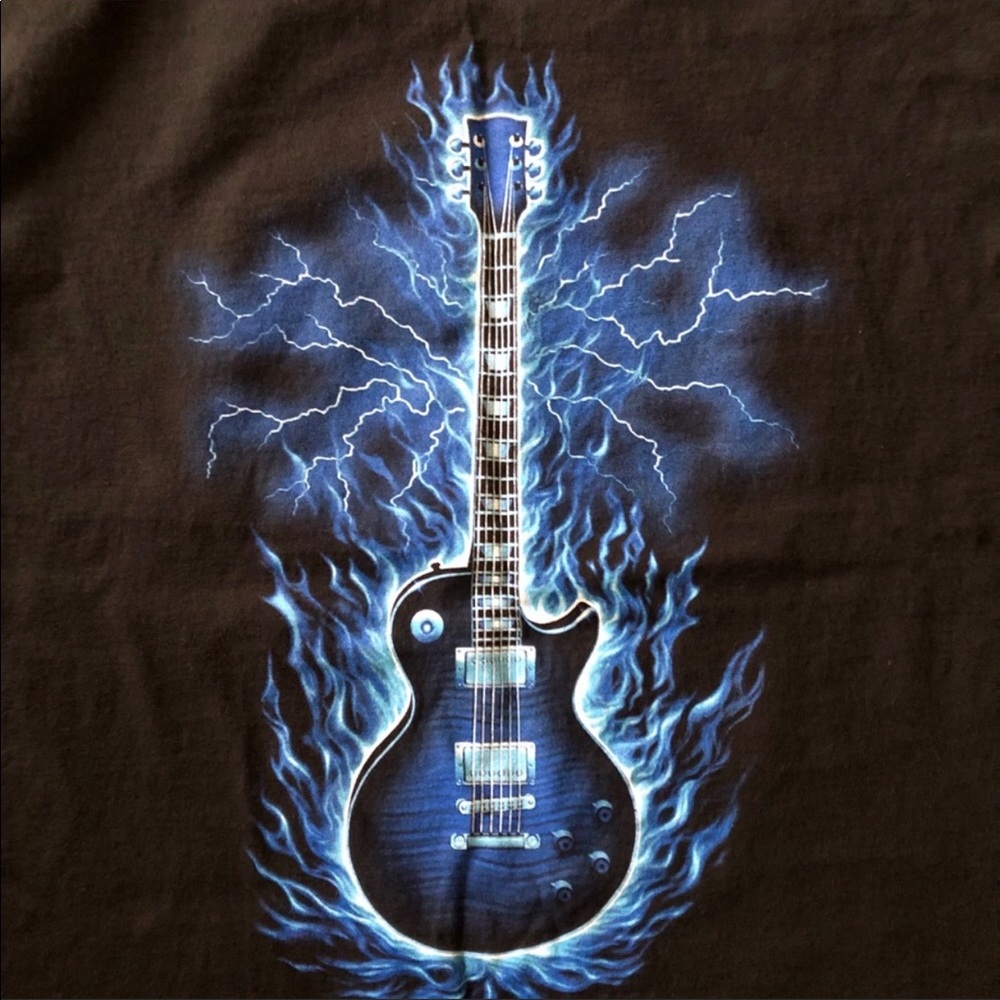 Gildan Black & Blue Electric Guitar Tee Shirt size 2xL